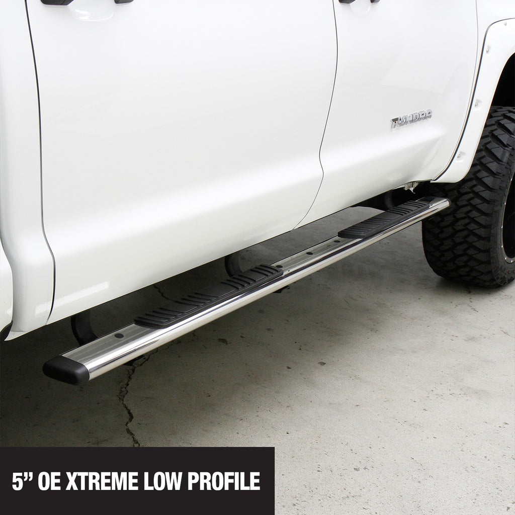 5 Inch OE Xtreme Low Profile SideSteps With Mounting Bracket Kit Polished Stainless Steel 2019-2026 Ford Ranger Go Rhino