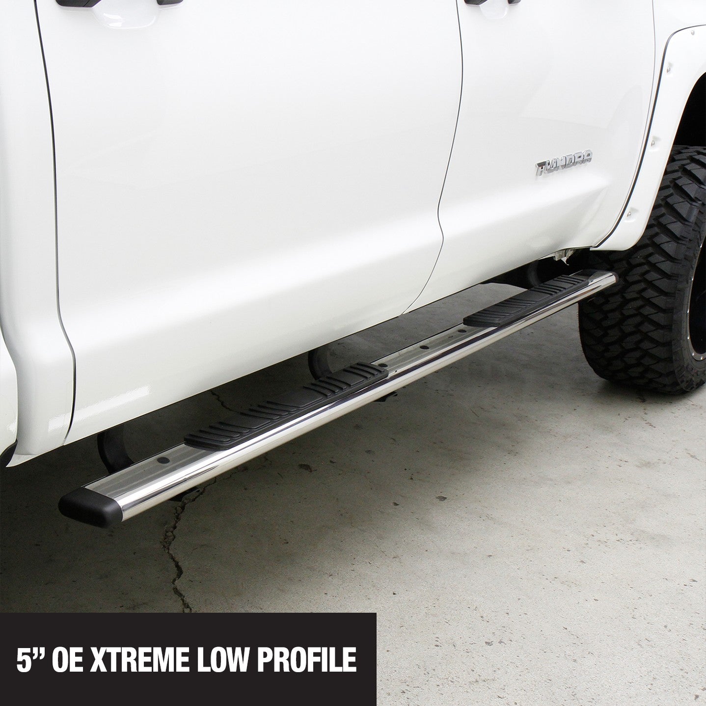 5 Inch OE Xtreme Low Profile SideSteps With Mounting Bracket Kit Polished Stainless Steel 2019-2026 Ford Ranger Go Rhino