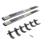 5 Inch OE Xtreme Low Profile SideSteps With Mounting Bracket Kit Polished Stainless Steel 2021-2025 Ford Bronco 4 Door Go Rhino