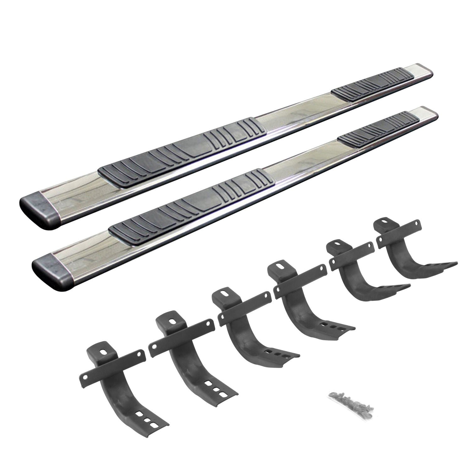 5 Inch OE Xtreme Low Profile SideSteps With Mounting Bracket Kit Polished Stainless Steel 2021-2025 Ford Bronco 4 Door Go Rhino