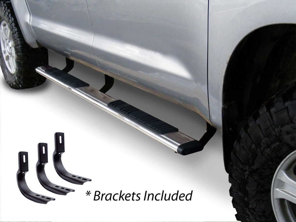 5 Inch OE Xtreme Low Profile SideSteps With Mounting Bracket Kit Polished Stainless Steel Inch 2005-2026 Nissan Frontier Go Rhino