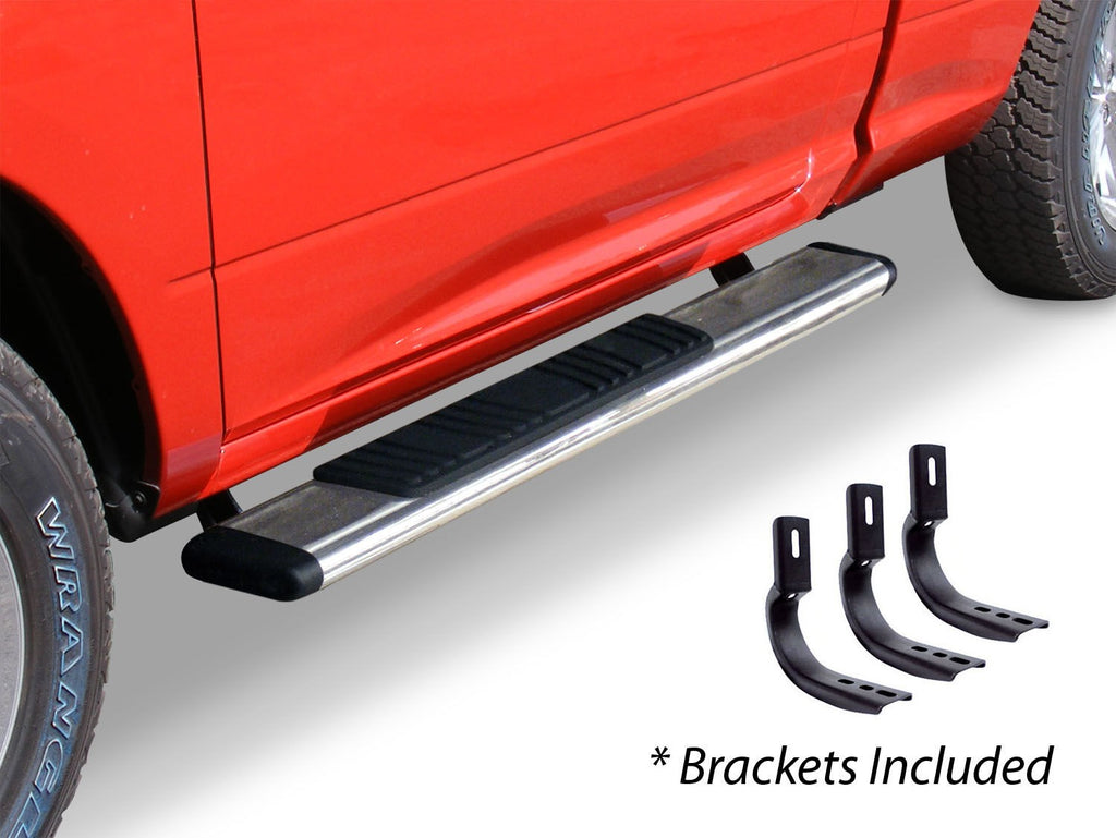 5 Inch OE Xtreme Low Profile SideSteps With Mounting Bracket Kit Polished Stainless Steel 2007-2017 Toyota Tundra Go Rhino