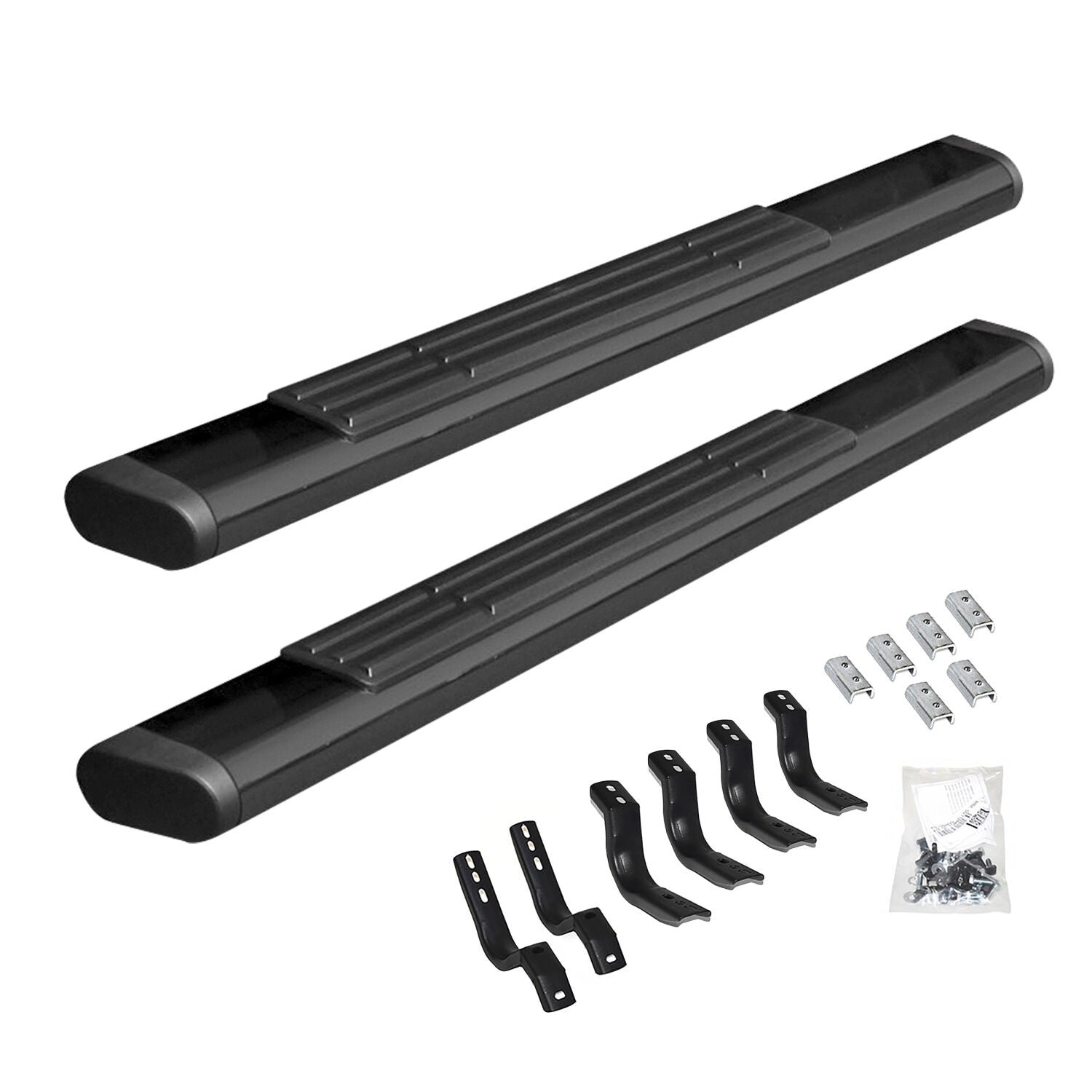 6 Inch OE Xtreme SideSteps With Mounting Bracket Kit Textured Black 2007-2019 Silverado 2500/3500 HD Go Rhino