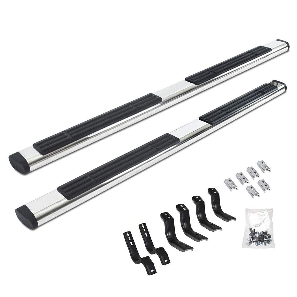 6 Inch OE Xtreme SideSteps With Mounting Bracket Kit Polished Stainless Steel 2007-2013 Silverado/Sierra 1500 Go Rhino