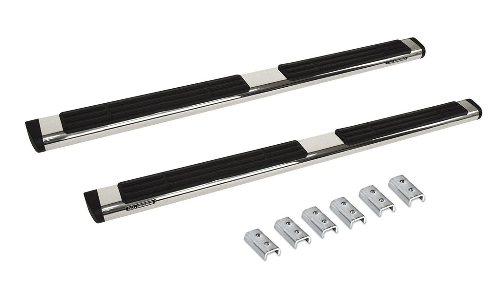 6 Inch OE Xtreme SideSteps With Mounting Bracket Kit Polished Stainless Steel 2019-2026 Silverado/Sierra 1500/2500 HD Extended Cab Go Rhino