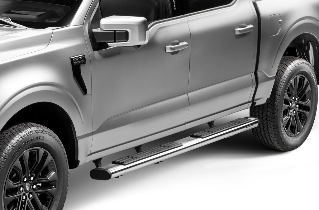 6 Inch OE Xtreme SideSteps With Mounting Bracket Kit Polished Stainless Steel 2015-2026 Ford F-150/ F-250/F-350 Crew Cab Go Rhino