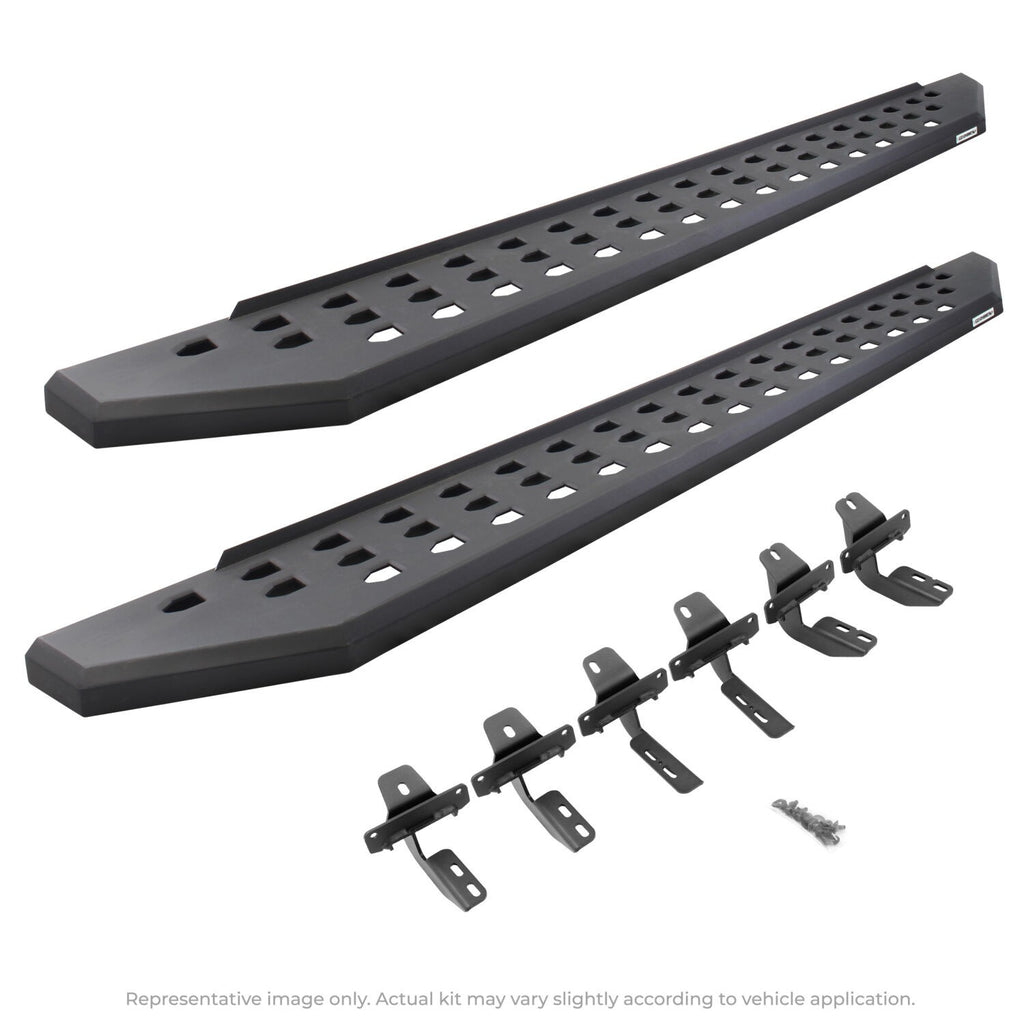 RB20 Running Boards With Mounting Brackets Textured Black 2019-2026 Ford Ranger Go Rhino