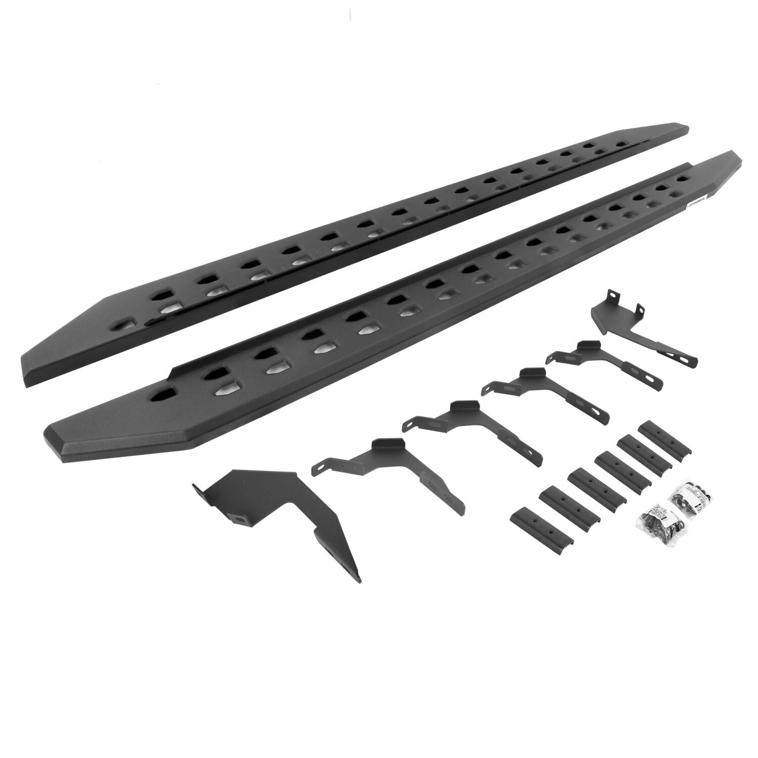 RB10 Slim Line Running Boards With Mounting Brackets Angled Textured Black 2019-2026 Ford Ranger Go Rhino