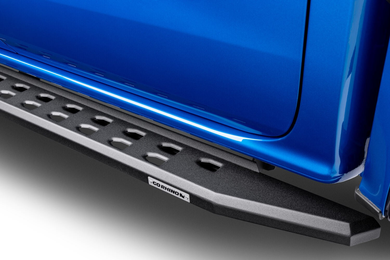 RB10 Slim Line Running Boards With Mounting Brackets Angled Textured Black 2019-2026 Ford Ranger Go Rhino