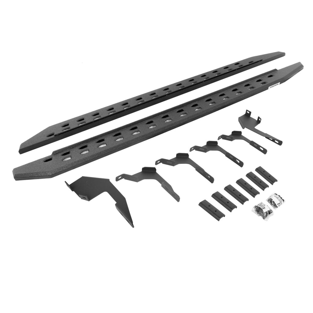 RB10 Slim Line Running Boards With Mounting Brackets Angled Protective Bedliner Coating 2019-2026 Ford Ranger Go Rhino
