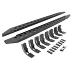 RB10 Slim Line Running Boards With Mounting Brackets Angled Textured Black 2019-2026 Sierra 1500 2020-2026 Sierra 2500/3500 HD Extended Cab Go Rhino