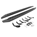 RB10 Slim Line Running Boards With Mounting Brackets Angled Textured Black 2015-2019 Silverado/Sierra 2500 HD Go Rhino