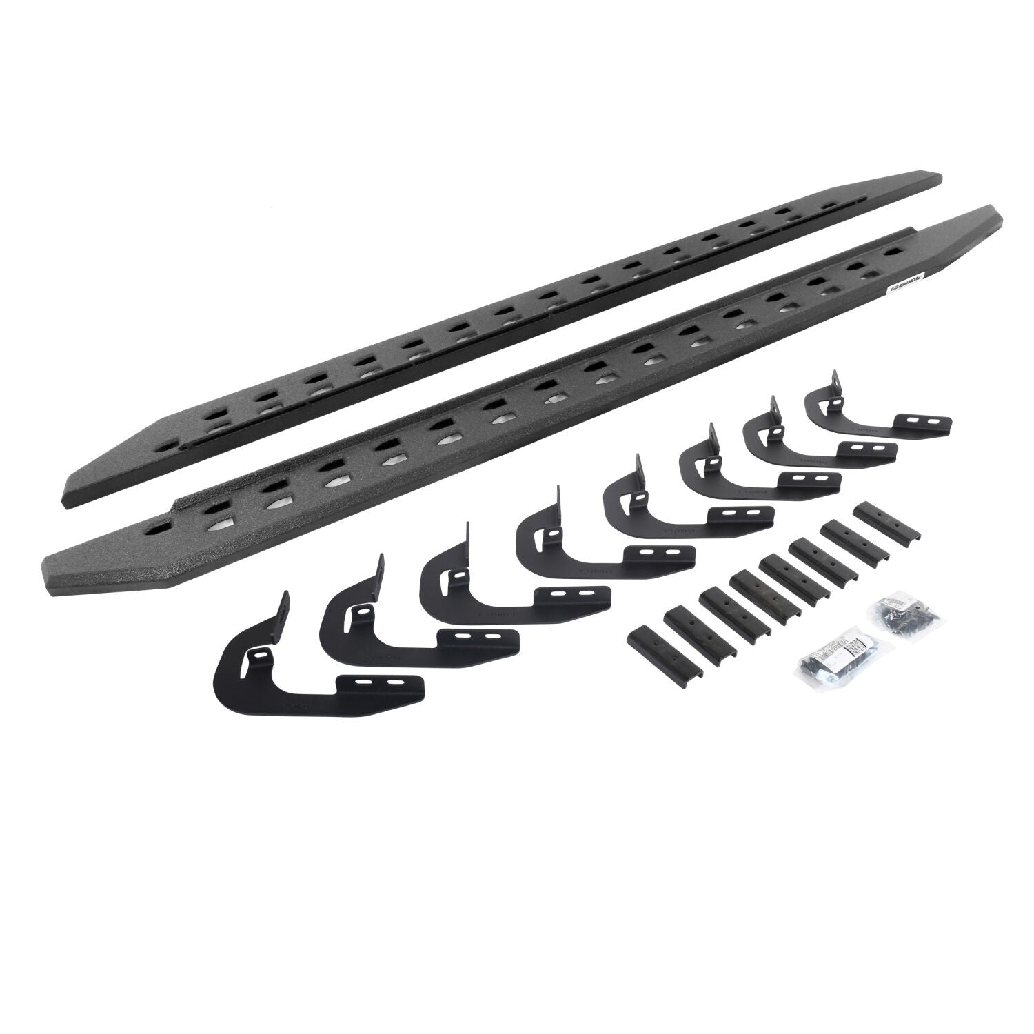 RB20 Slim Line Running Boards With Mounting Brackets Protective Bedliner Coating 2015-2018 Silverado/Sierra 2500 HD/3500 HD Extended Cab Gas Go Rhino