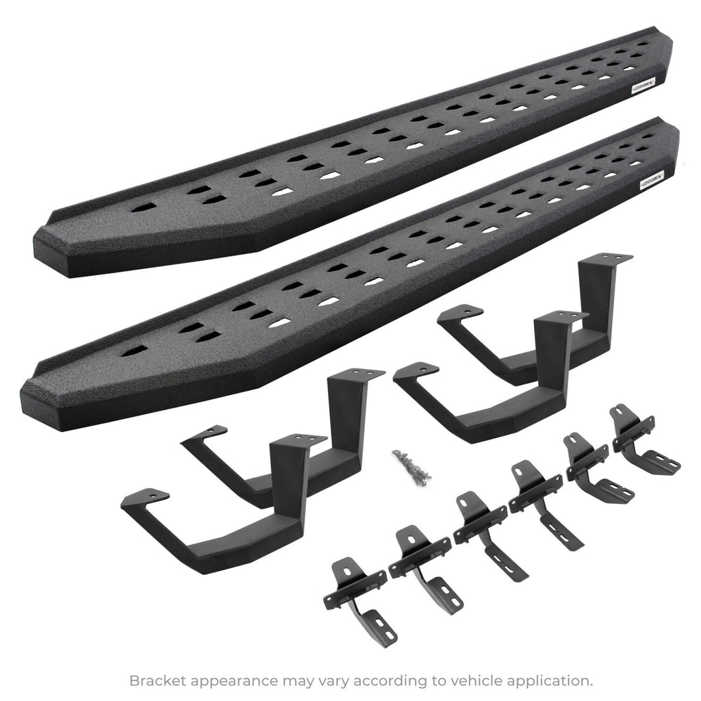 RB20 Running Boards With Mounting Brackets & 2 Pairs of Drop Steps Kit Textured Black 2015-2026 Ford F-150/ F-250/F-350 Go Rhino
