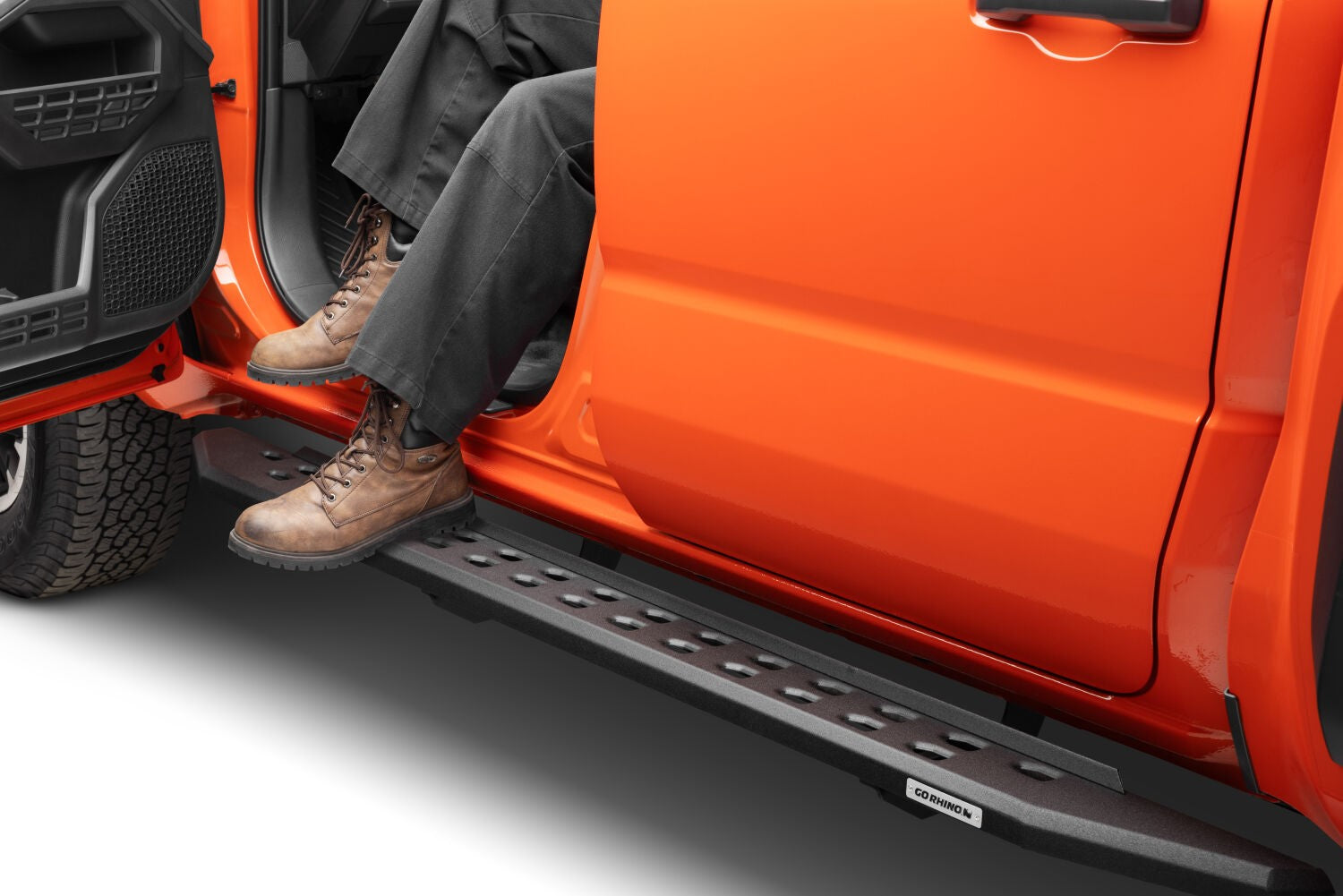 RB20 SlimLine Running Boards W/Brackets Kit Textured Black 2024-2026 Toyota Tacoma Extended Cab Go Rhino