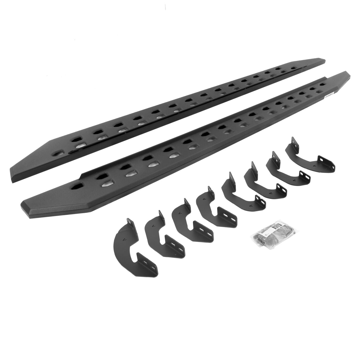 RB10 Slim Line Running Boards With Mounting Brackets Angled Textured Black 2022-2026 Toyota Tundra Extended Cab Go Rhino
