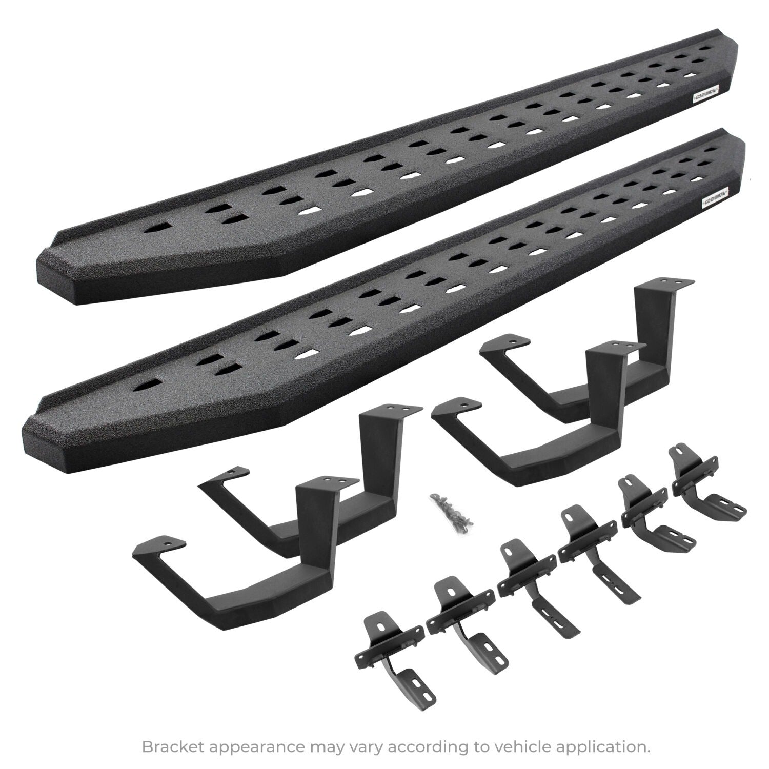 RB20 Running Boards With Mounting Brackets & 2 Pairs of Drop Steps Kit Protective Bedliner Coating For 2007-2018 Jeep Wrangler JK Go Rhino