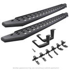 RB20 Running Boards With Mounting Brackets & 1 Pair of Drop Steps Kit Textured Black For 2007-2018 Jeep Wrangler JK Go Rhino