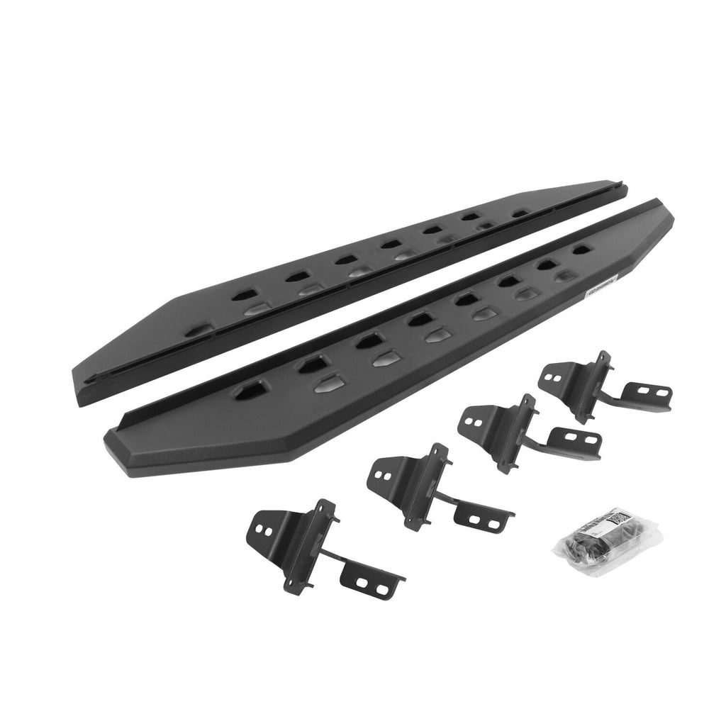 RB10 Slim Line Running Boards Angled With Mounting Brackets Textured Black For 2007-2018 Jeep Wrangler JK 2 Door Go Rhino