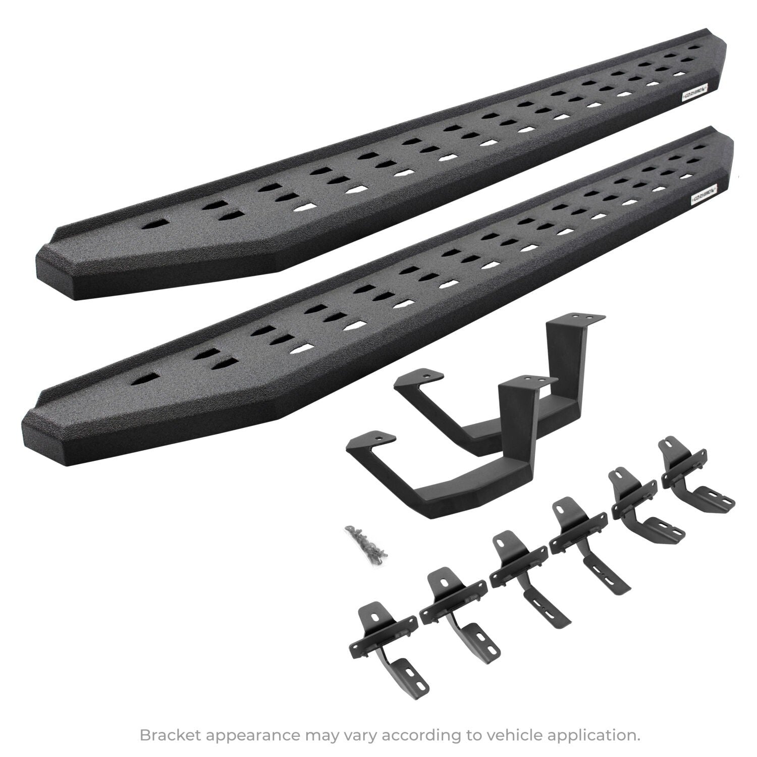 RB20 Running Boards With Mounting Brackets & 1 Pair of Drop Steps Kit Protective Bedliner Coating For 2018-2025 Jeep Wrangler JL Go Rhino