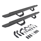 RB30 Running Boards with Mounting Brackets & 2 Pairs of Drops Steps Kit Protective Bedliner Coating 2015-2018 Silverado/Sierra 2500 HD/3500 HD Go Rhino