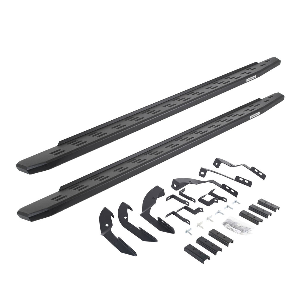 RB30 Running Boards with Mounting Bracket Kit Textured Black 2015-2018 Silverado/Sierra 2500 HD/3500 HD Go Rhino