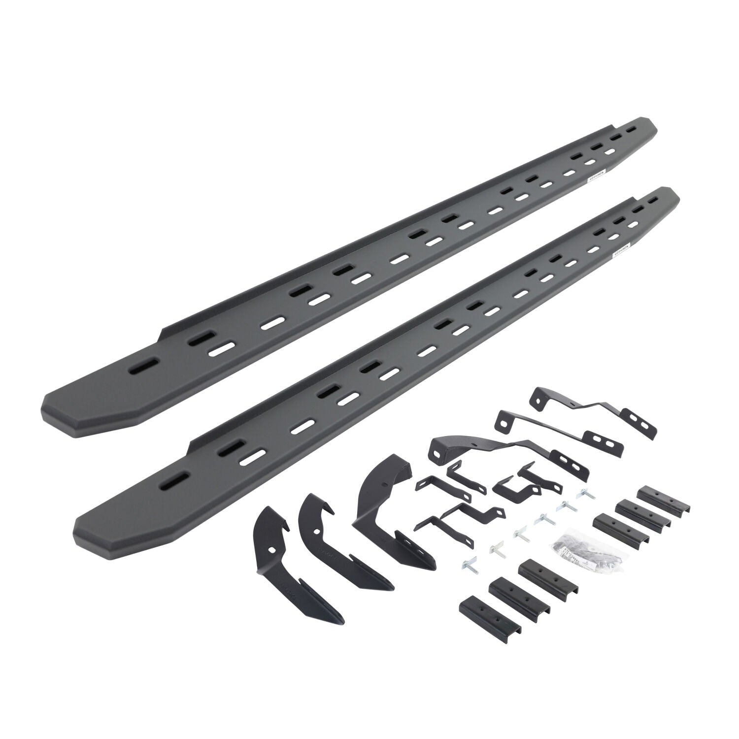 RB30 Slim Line Running Boards with Mounting Bracket Kit Textured Black 2015-2018 Silverado/Sierra 2500 HD/3500 HD Go Rhino