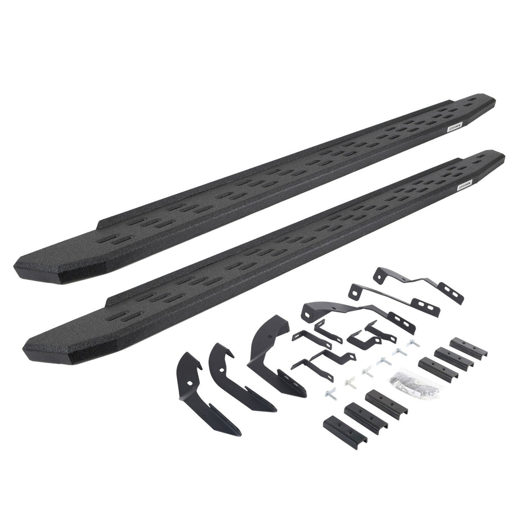 RB30 Running Boards with Mounting Bracket Kit Protective Bedliner Coating 2015-2018 Silverado/Sierra 2500 HD/3500 HD Go Rhino