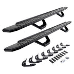 RB30 Running Boards with Mounting Brackets & 2 Pairs of Drops Steps Kit Textured Black 2014-2018 Silverado/Sierra 1500/2500 HD Go Rhino