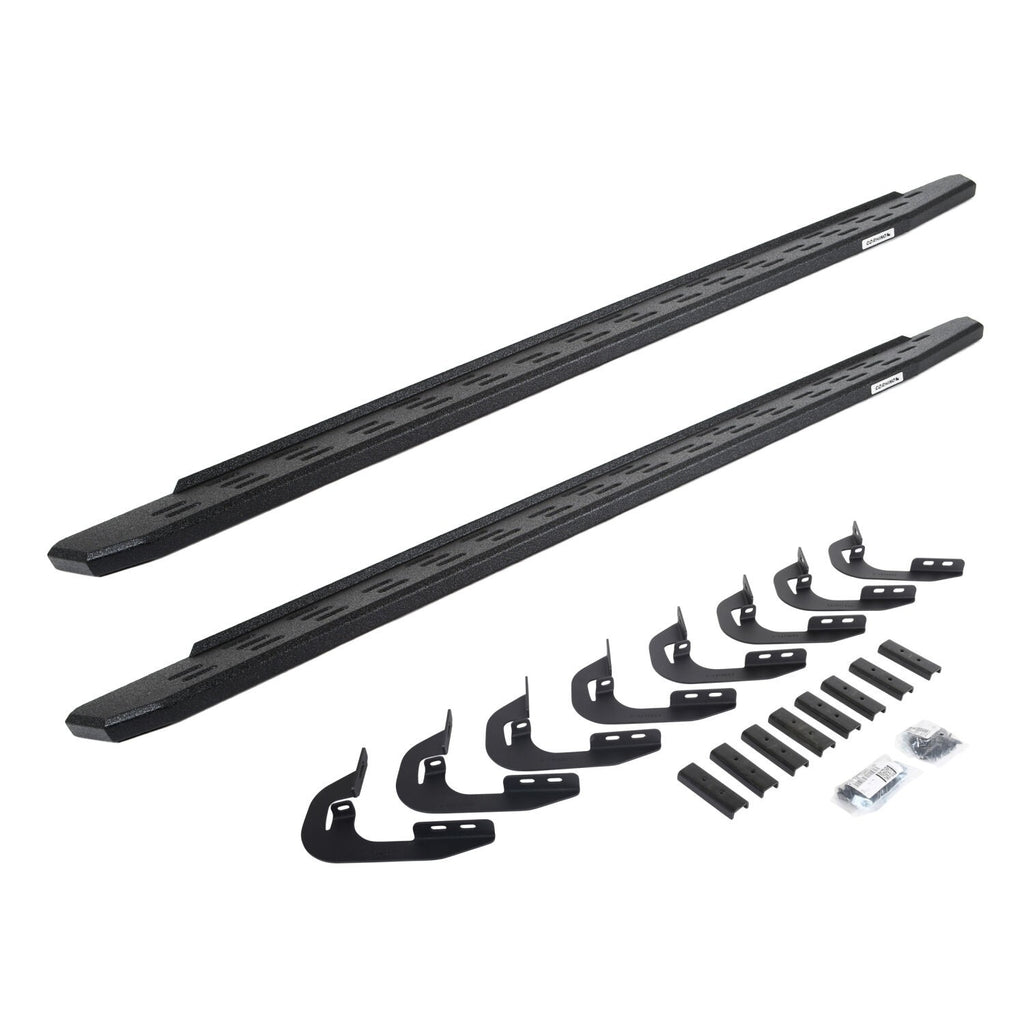 RB30 Running Boards with Mounting Bracket Kit Protective Bedliner Coating 2014-2018 Silverado/Sierra 1500/2500 HD Go Rhino