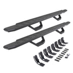 RB30 Running Boards with Mounting Brackets & 2 Pairs of Drop Steps Kit Protective Bedliner Coating 2019-2026 Sierra 1500 2020-2026 Sierra 2500/3500 HD Go Rhino