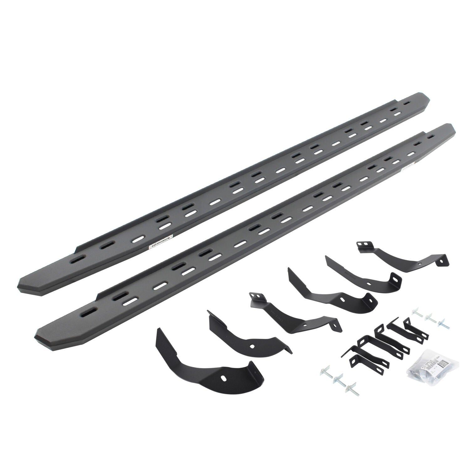 RB30 Slim Line Running Boards with Mounting Bracket Kit Textured Black 2015-2019 Silverado/Sierra 2500 HD Go Rhino