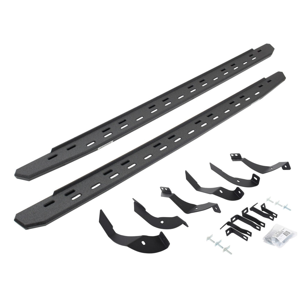 RB30 Slim Line Running Boards with Mounting Bracket Kit Protective Bedliner Coating 2015-2019 Silverado/Sierra 2500 HD Go Rhino
