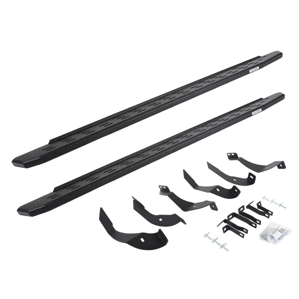 RB30 Running Boards with Mounting Bracket Kit Protective Bedliner Coating 2015-2019 Silverado/Sierra 2500 HD Go Rhino