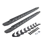 RB30 Slim Line Running Boards with Mounting Bracket Kit Textured Black 2014-2018 Silverado/Sierra 1500 2015-2018 Silverado/Sierra 2500 HD/3500 HD Go Rhino