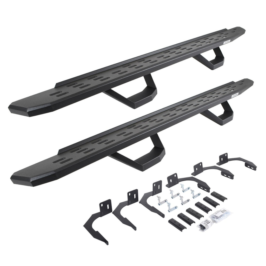 RB30 Running Boards with Mounting Brackets & 2 Pairs of Drops Steps Kit Textured Black 2009-2014 Dodge Ram 1500 Go Rhino