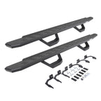 RB30 Running Boards with Mounting Brackets & 2 Pairs of Drops Steps Kit Protective Bedliner Coating 2009-2014 Dodge Ram 1500 Go Rhino