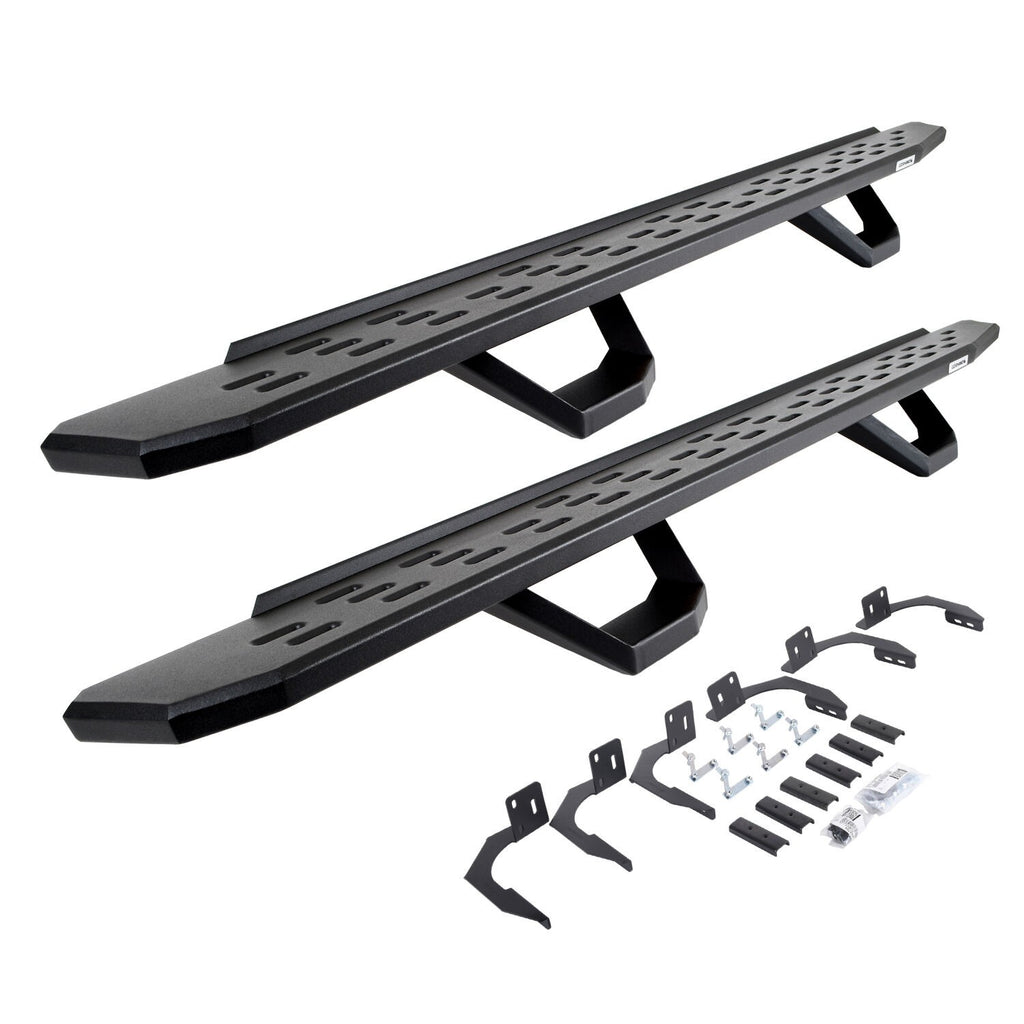 RB30 Running Boards with Mounting Brackets & 2 Pairs of Drops Steps Kit Textured Black 2009-2025 Dodge Ram 150/2500/3500 Go Rhino