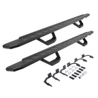 RB30 Running Boards with Mounting Brackets & 2 Pairs of Drops Steps Kit Protective Bedliner Coating 2009-2025 Dodge Ram 1500/2500/3500 Go Rhino