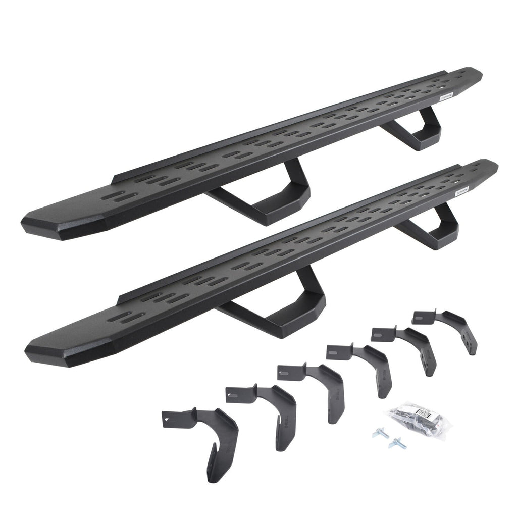 RB30 Running Boards with Mounting Brackets & 2 Pairs of Drops Steps Kit Textured Black 2004-2014 Ford F-150 Extended Cab Go Rhino