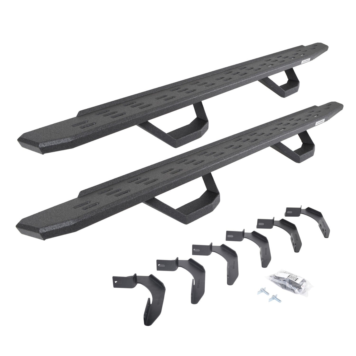 RB30 Running Boards with Mounting Brackets & 2 Pairs of Drops Steps Kit Protective Bedliner Coating 2004-2014 Ford F-150 Extended Cab Go Rhino