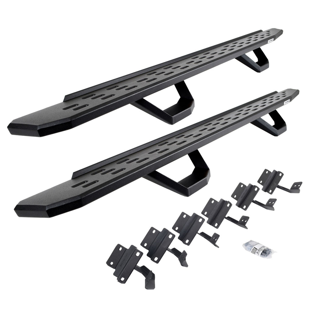 RB30 Running Boards with Mounting Brackets & 2 Pairs of Drops Steps Kit Textured Black 2004-2014 Ford F-150 Go Rhino
