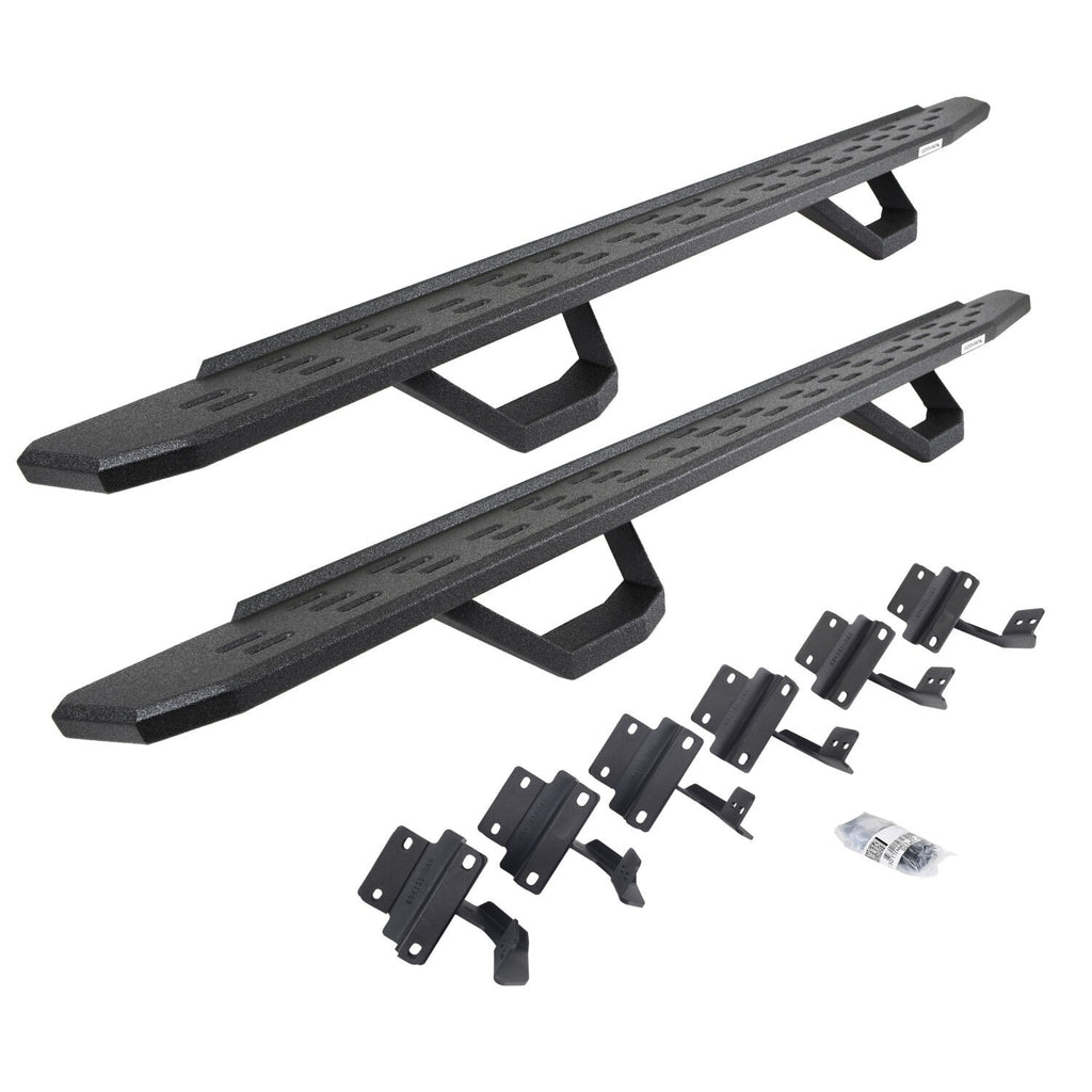RB30 Running Boards with Mounting Brackets & 2 Pairs of Drops Steps Kit Protective Bedliner Coating 2004-2014 Ford F-150 Go Rhino