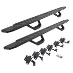 RB30 Running Boards with Mounting Brackets & 2 Pairs of Drops Steps Kit Protective Bedliner Coating 2004-2014 Ford F-150 Go Rhino