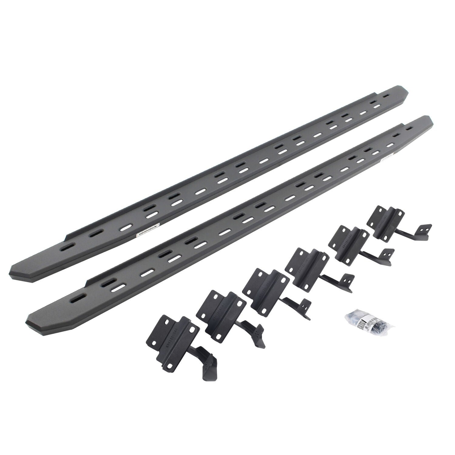RB30 Slim Line Running Boards with Mounting Bracket Kit Textured Black 2004-2014 Ford F-150 Crew Cab Go Rhino
