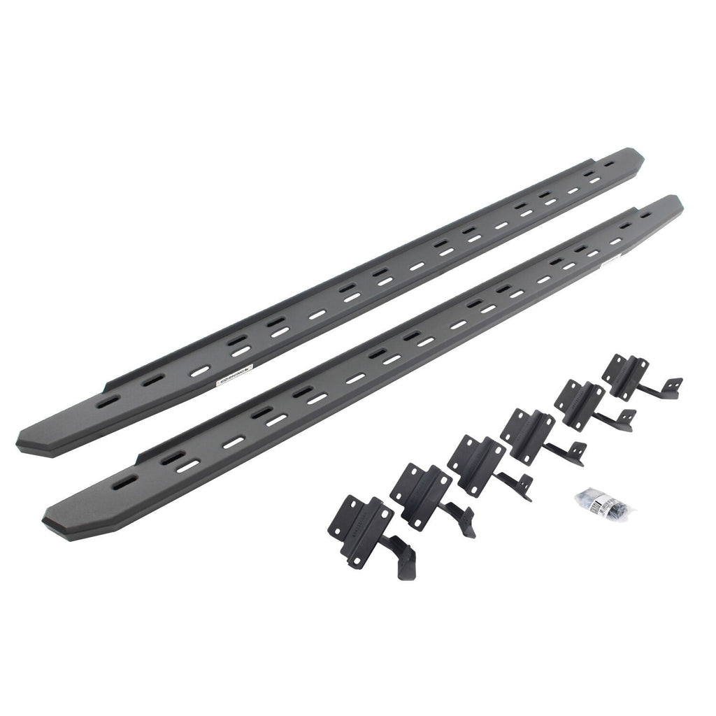 RB30 Slim Line Running Boards with Mounting Bracket Kit Textured Black 2015-2025 Ford F-150/ F-250/F-350 Go Rhino