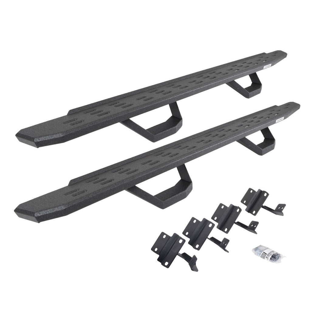 RB30 Running Boards with Mounting Brackets & 2 Pairs of Drops Steps Kit Protective Bedliner Coating 2015-2026 Ford F-150/ F-250/F-350 Go Rhino