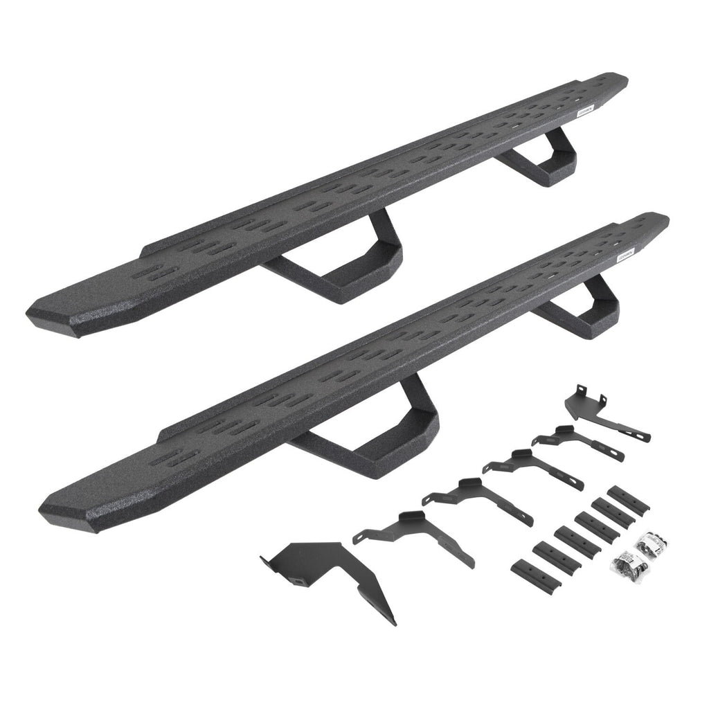 RB30 Running Boards with Mounting Brackets & 2 Pairs of Drops Steps Kit Protective Bedliner Coating 2019-2026 Ford Ranger Go Rhino