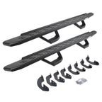 RB30 Running Boards with Mounting Brackets & 2 Pairs of Drops Steps Kit Textured Black 2007-2021 Toyota Tundra Extended Cab Go Rhino