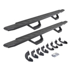 RB30 Running Boards with Mounting Brackets & 2 Pairs of Drops Steps Kit Protective Bedliner Coating 2007-2021 Toyota Tundra Extended Cab Go Rhino